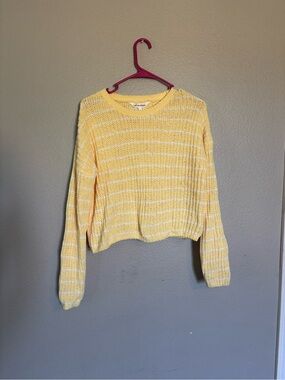 Light Yellow Striped Crewneck Women's Sweater